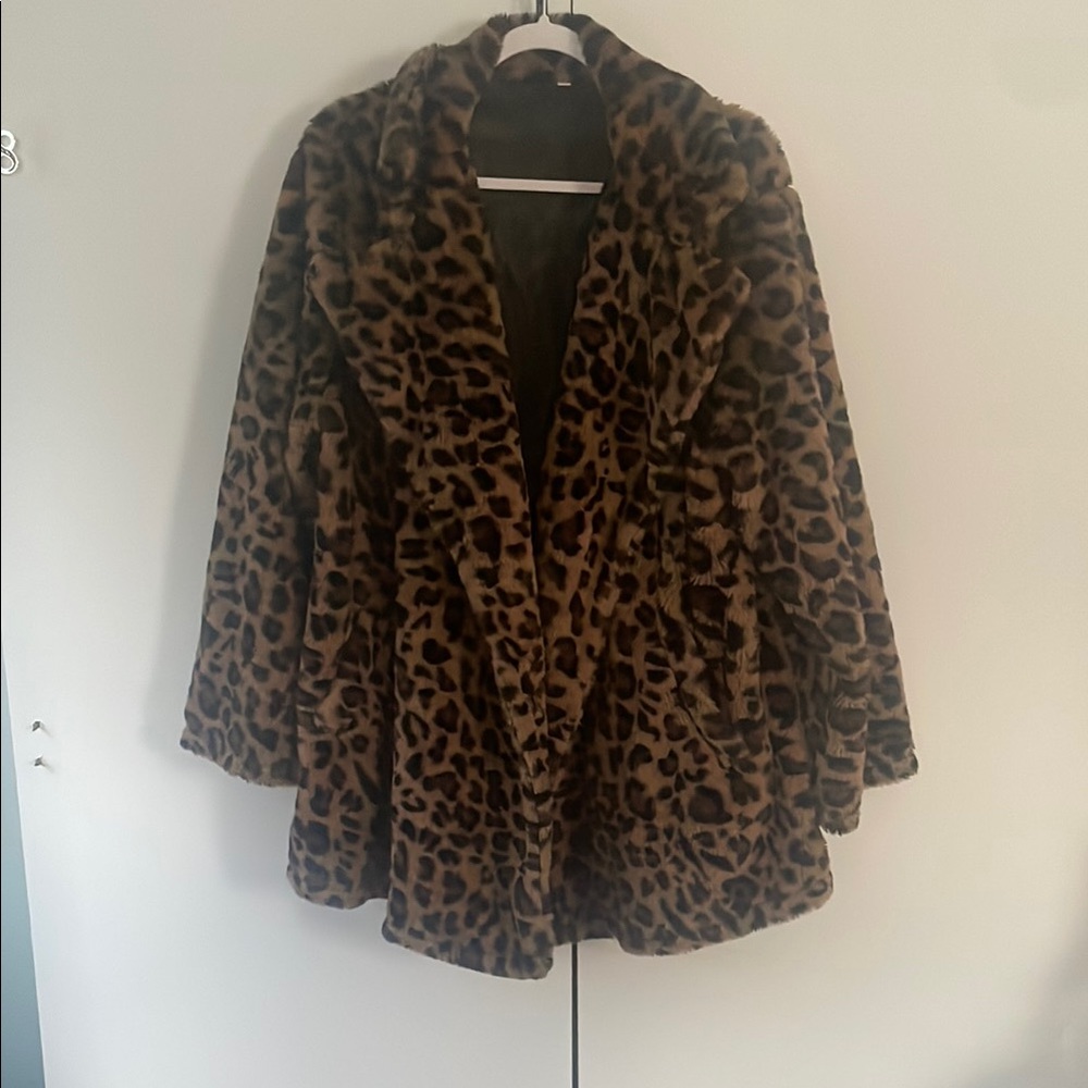 Leopard Print Faux Fur Coat